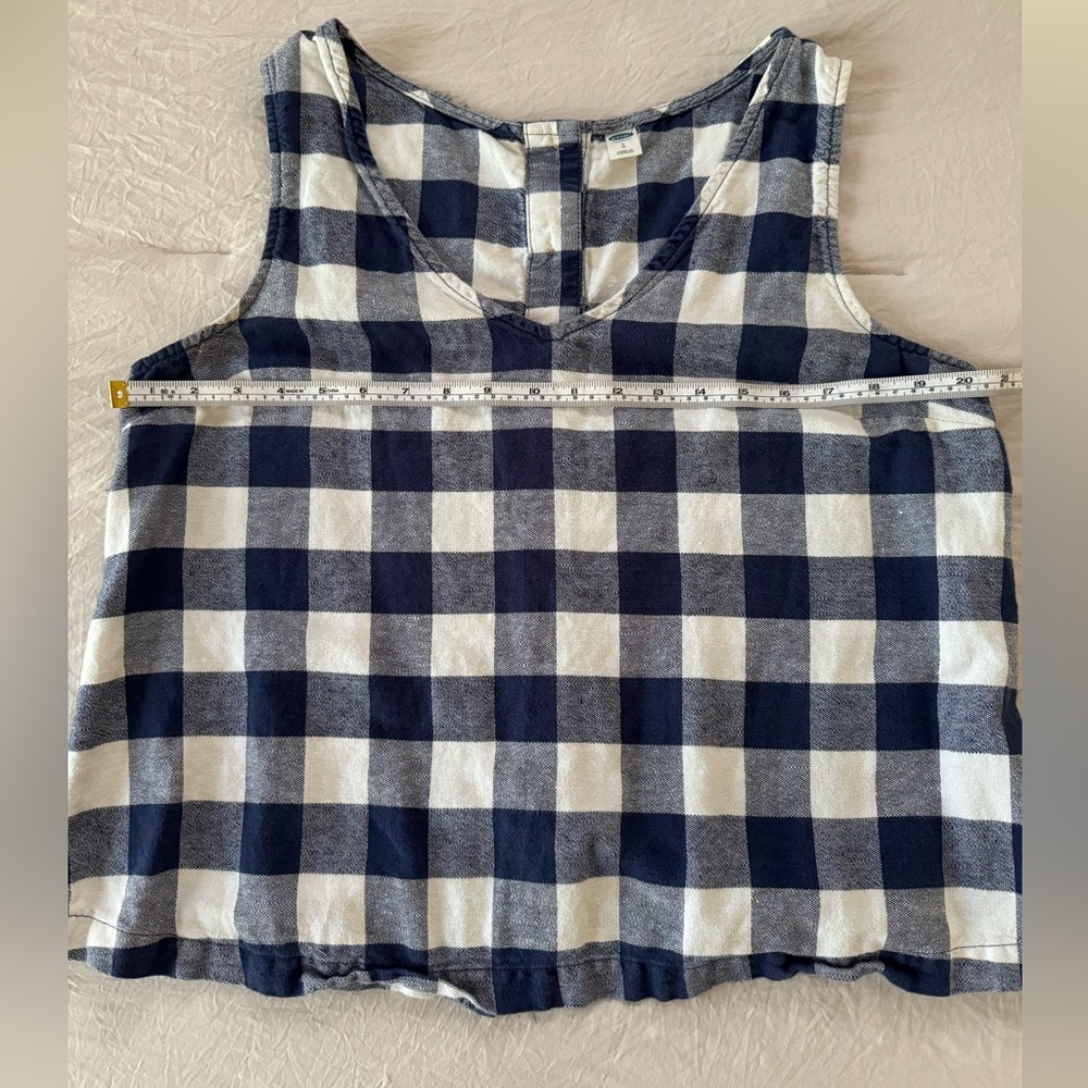 Linen blend buffalo plaid tank